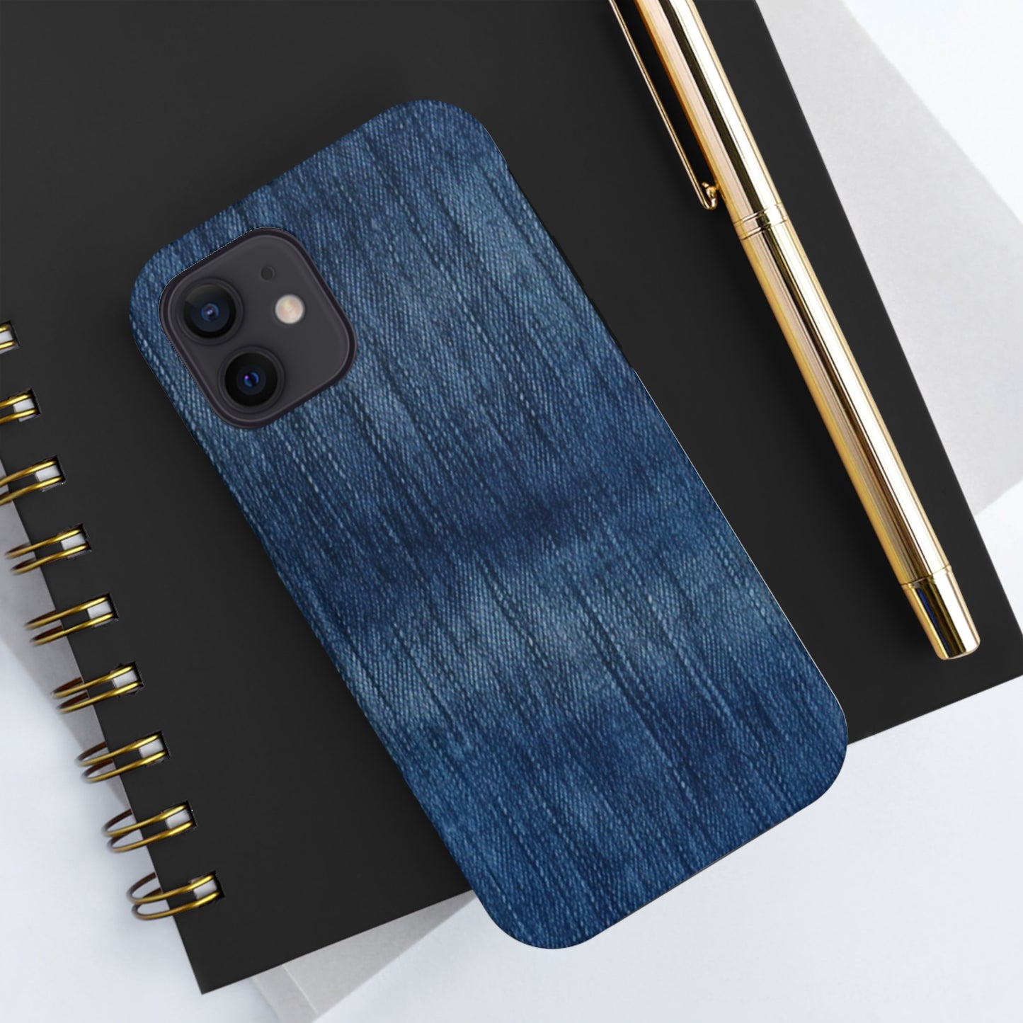 Indigo Splash: Washed Denim Reverie in Deep Blue - Tough Phone Cases