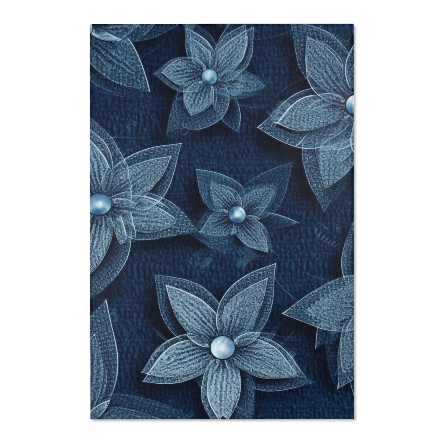 Hawaiian Flower Design - Denim-Inspired Decor Piece - Area Rugs