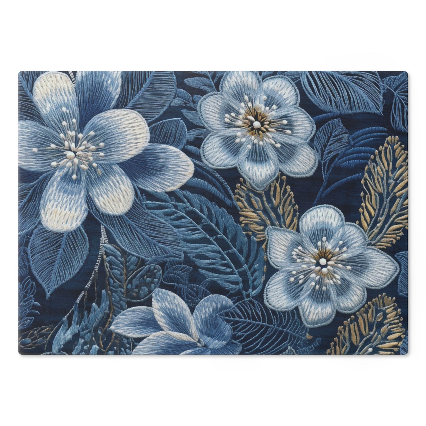 Flower Blossom Embroidery Floral on Denim Style - Cutting Board