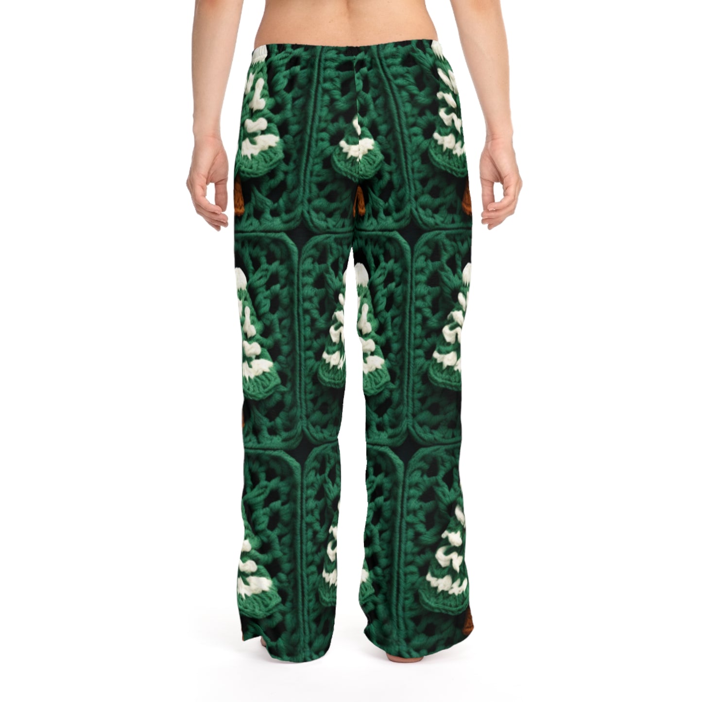 Evergreen Christmas Trees Crochet, Festive Pine Tree Holiday Craft, Yuletide Forest, Winter - Women's Pajama Pants (AOP)