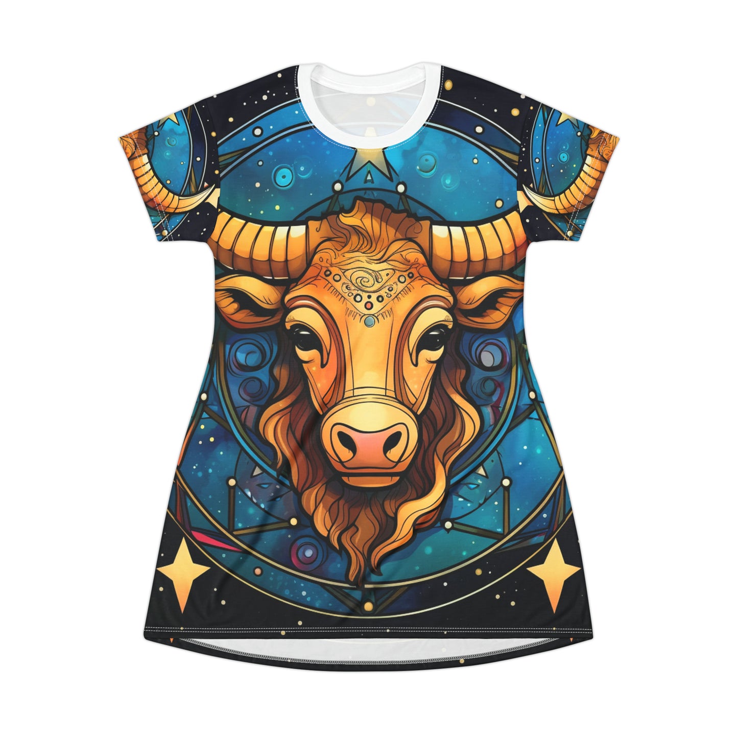 Taurus Constellation Zodiac Sign Astrology Cosmic Art - T-Shirt Dress (AOP)