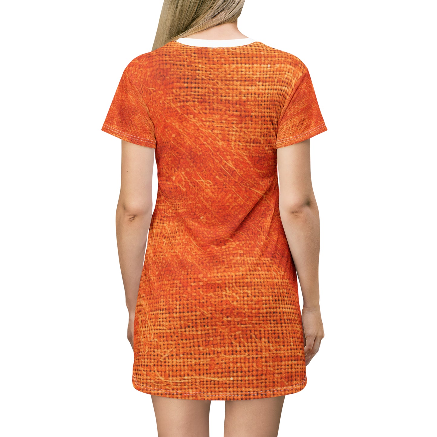 Burnt Orange/Rust: Denim-Inspired Autumn Fall Color Fabric - T-Shirt Dress (AOP)