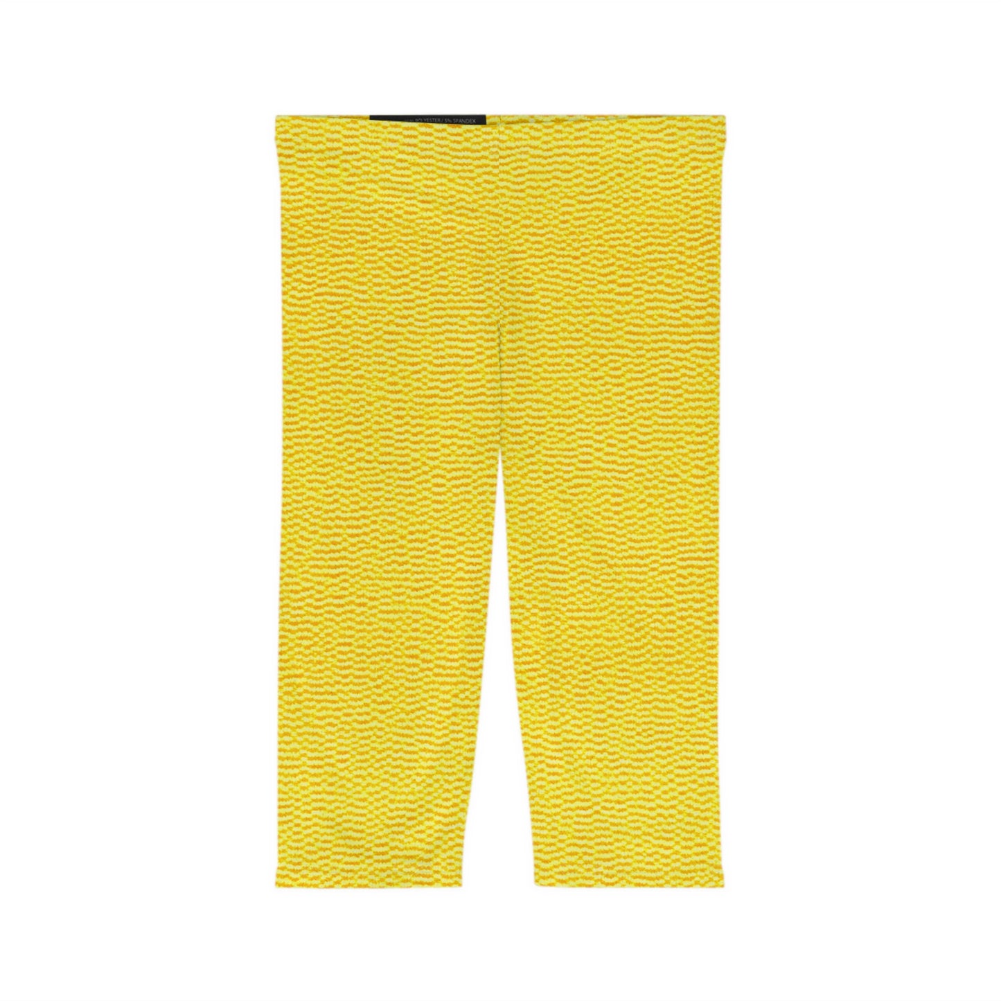 Sunshine Yellow Lemon: Denim-Inspired, Cheerful Fabric - Women’s Capri Leggings (AOP)