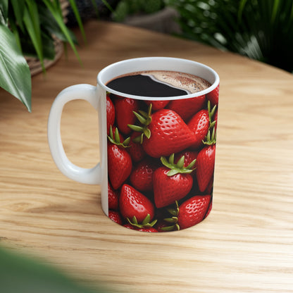 Selecciones de parches de fresa: decoración del hogar y regalos para el mejor fanático de las bayas - Taza de cerámica de 11 oz