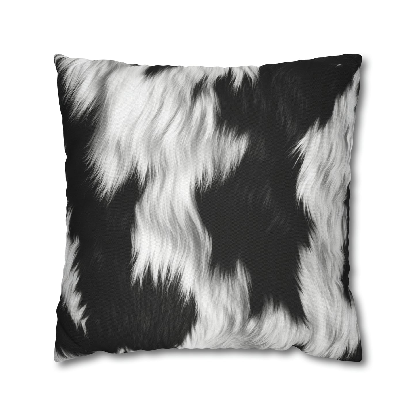 Cowhide on Hair Leather - Black and White - Designer Style - Spun Polyester Square Pillow Case