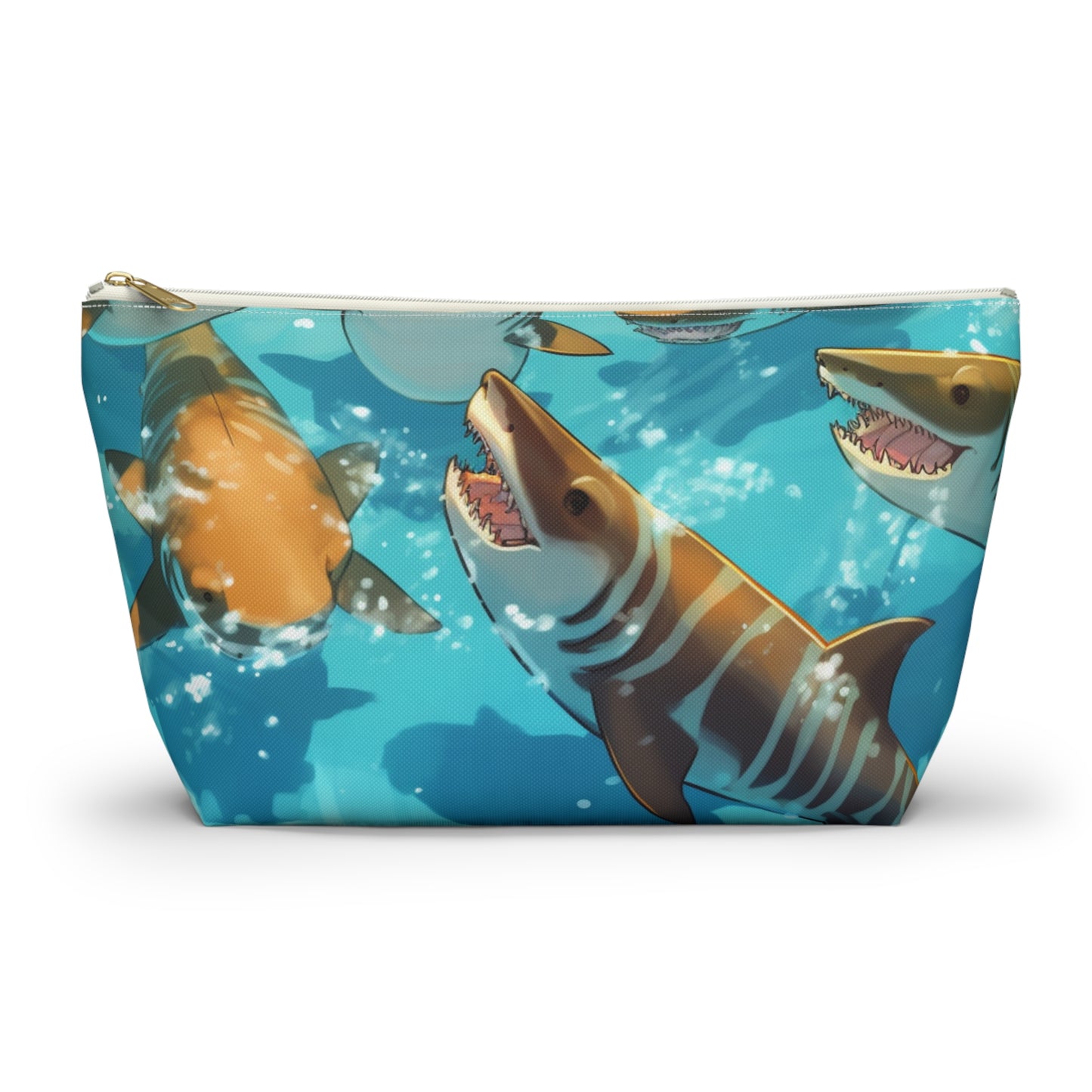 Tiger Shark: Ocean Marine Wildlife - Underwater - Accessory Pouch w T-bottom