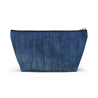 Indigo Splash: Washed Denim Reverie in Deep Blue - Accessory Pouch w T-bottom