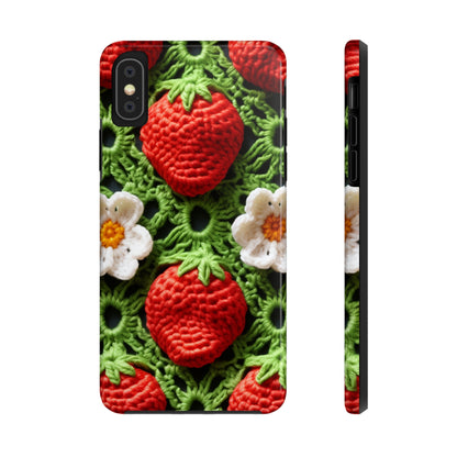 Strawberry Field Crochet - Forever Forest Greens - Fruit Berry Harvest Crop - Tough Phone Cases