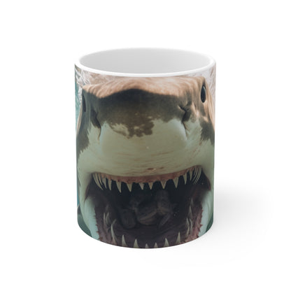 Bull Shark: River Monster Menace - Realistic Dark Water Predator - Ceramic Mug 11oz