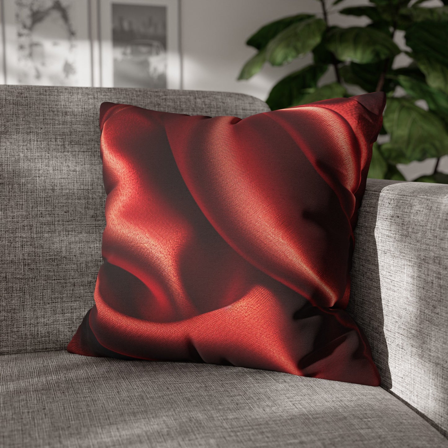 Red Silk, Spun Polyester Square Pillowcase