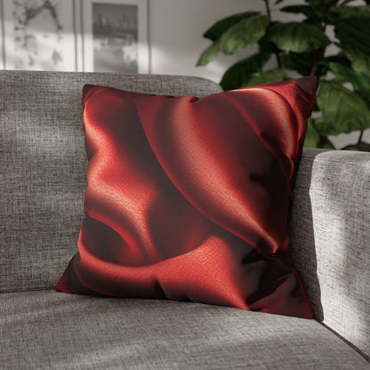 Red Silk, Spun Polyester Square Pillowcase