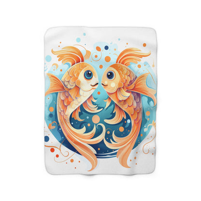 Charming Cartoon Fish Pisces - Dreamy Zodiac Illustration - Sherpa Fleece Blanket