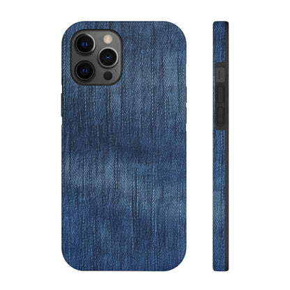 Indigo Splash: Washed Denim Reverie in Deep Blue - Tough Phone Cases