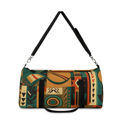 Earthy Tones Geometric Tribal-Inspired Pattern Design Duffel Bag