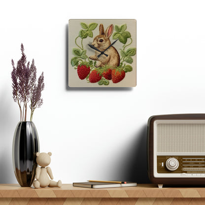 Easter Bunny Rabbit Strawberry Acrylic Wall Clock