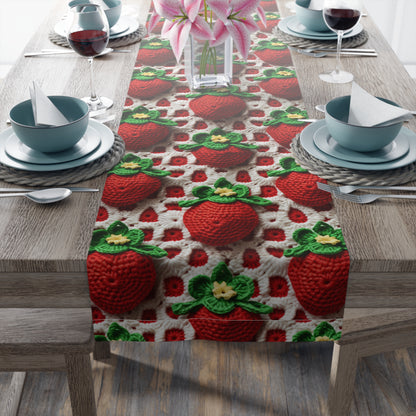 Strawberry Crochet Pattern - Amigurumi Strawberries - Fruit Design for Home and Gifts - Table Runner (Cotton, Poly)