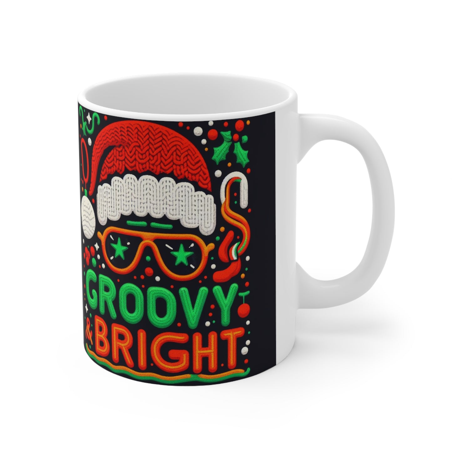 Funky Santa Vibes - Cool Christmas Yule with Starry Shades & Festive Cheer - Ceramic Mug 11oz