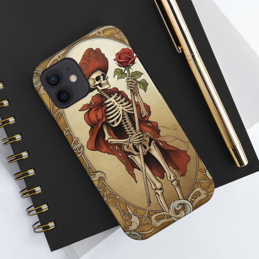 Death Card Tarot - Skeleton, Rose, and Transformation Journey - Tough Phone Cases