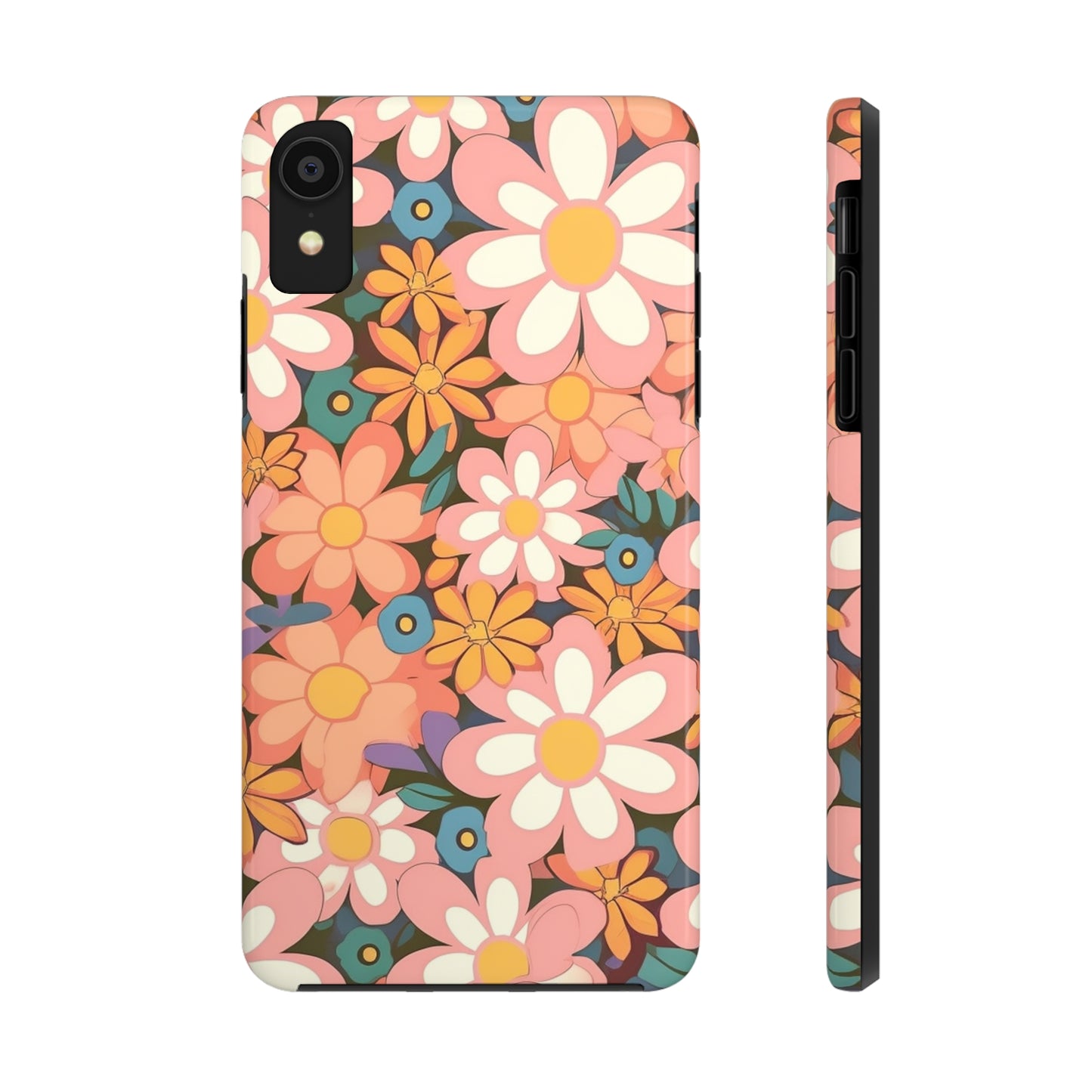 Groovy 1960s 1970s Pink & Orange Daisy Mod Floral - Tough Phone Cases