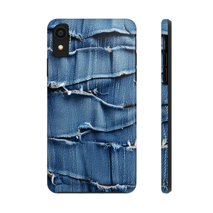 Midnight Blue Distressed Denim: Rugged, Torn & Stylish Design - Tough Phone Cases