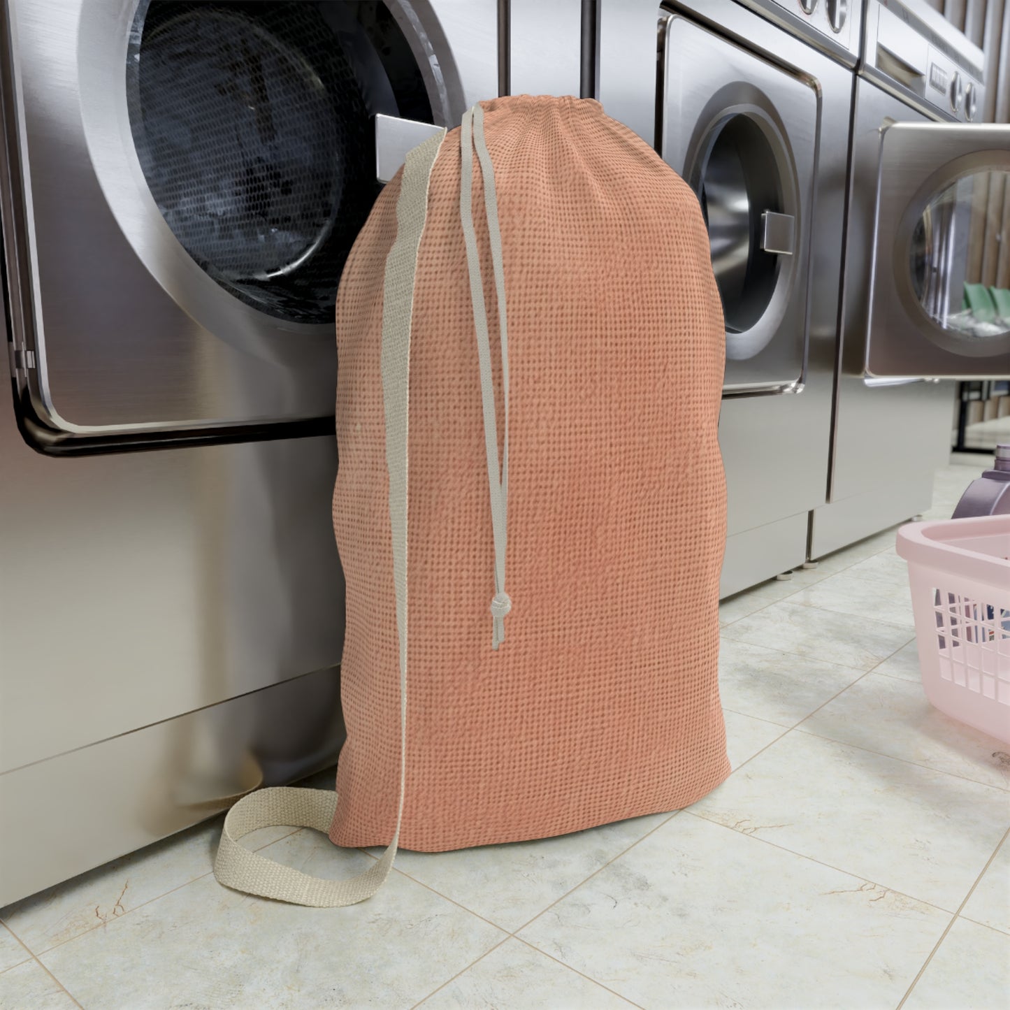 Soft Pink-Orange Peach: Denim-Inspired, Lush Fabric - Laundry Bag