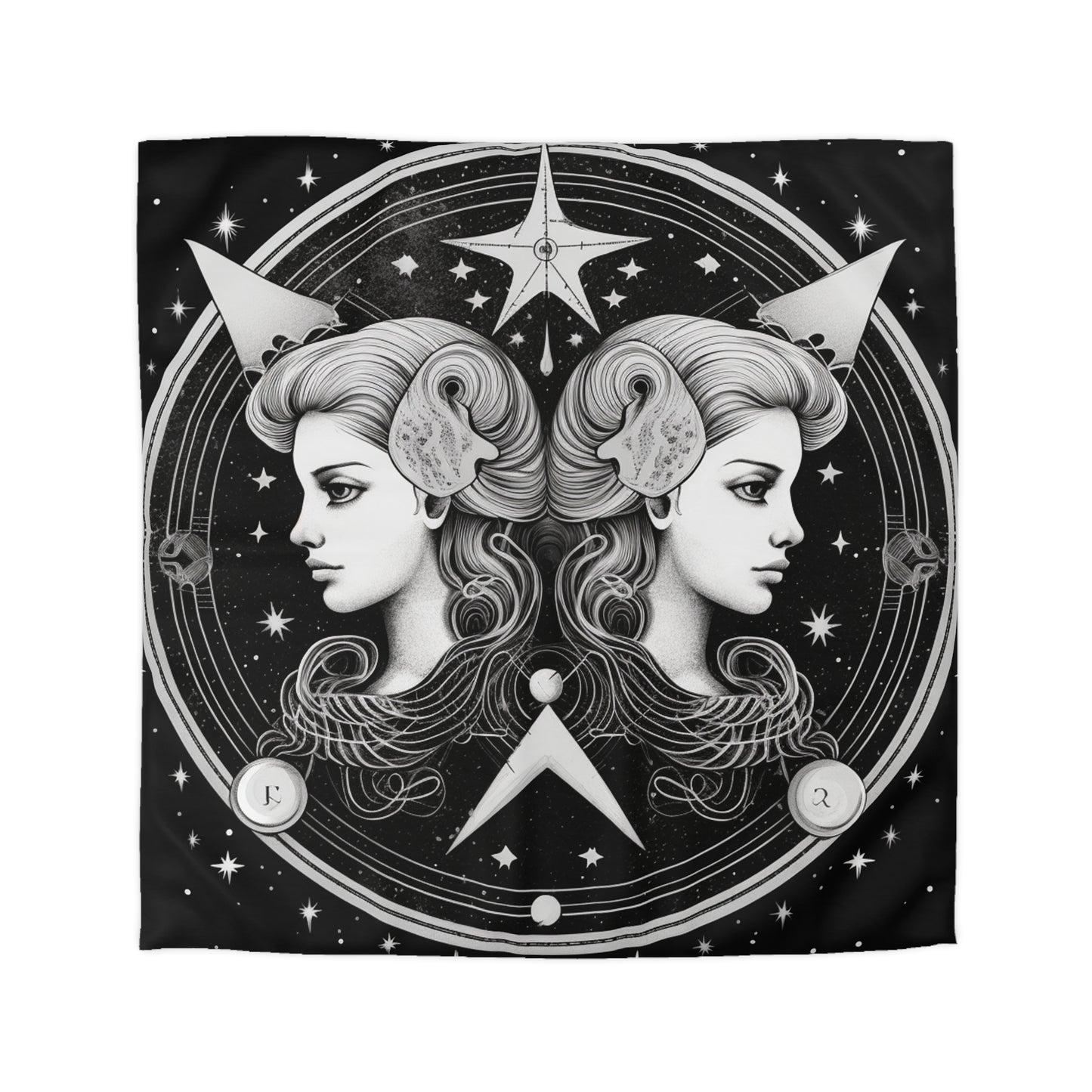 Diseño de gemelos del zodiaco Géminis - Tema de astrología celestial - Funda nórdica de microfibra