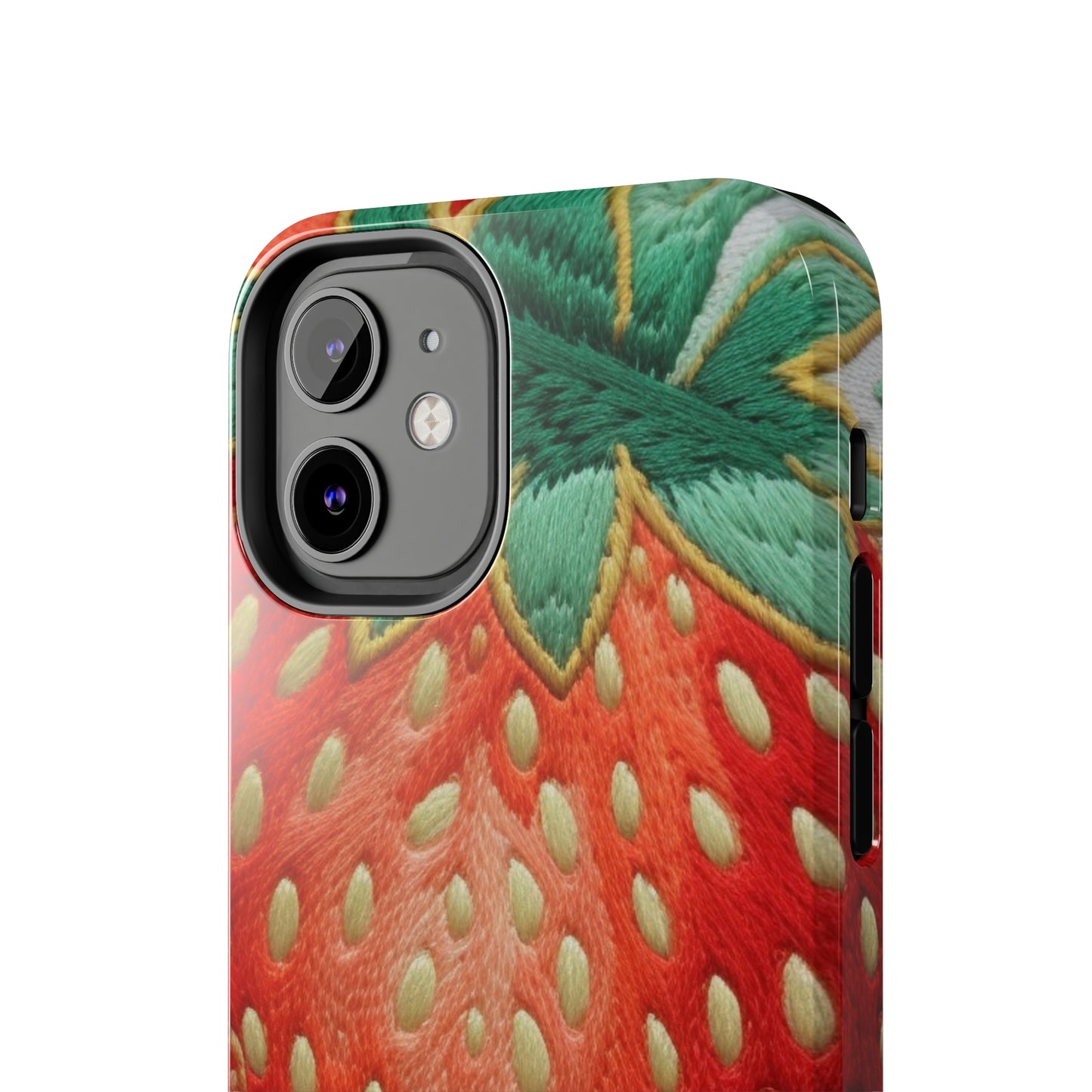 Berry Delight: Sun-Kissed Strawberries Fields Meet Embroidered Style Strawberry Patterns - Tough Phone Cases