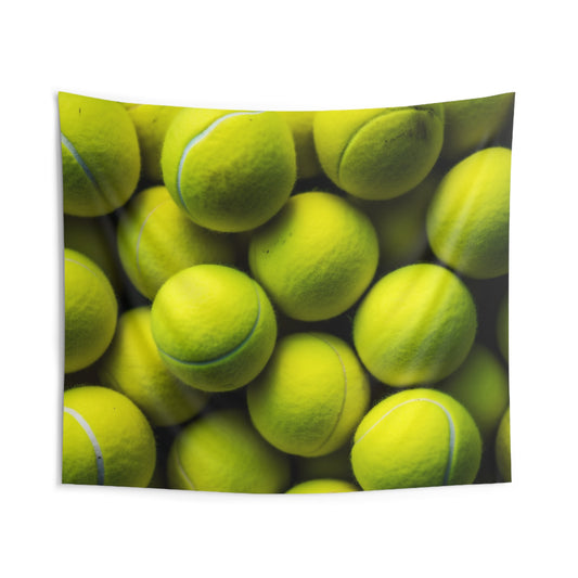 Tennis Ball Sport: Athlete Court Action, Rally & Serve - Indoor Wall Tapestries