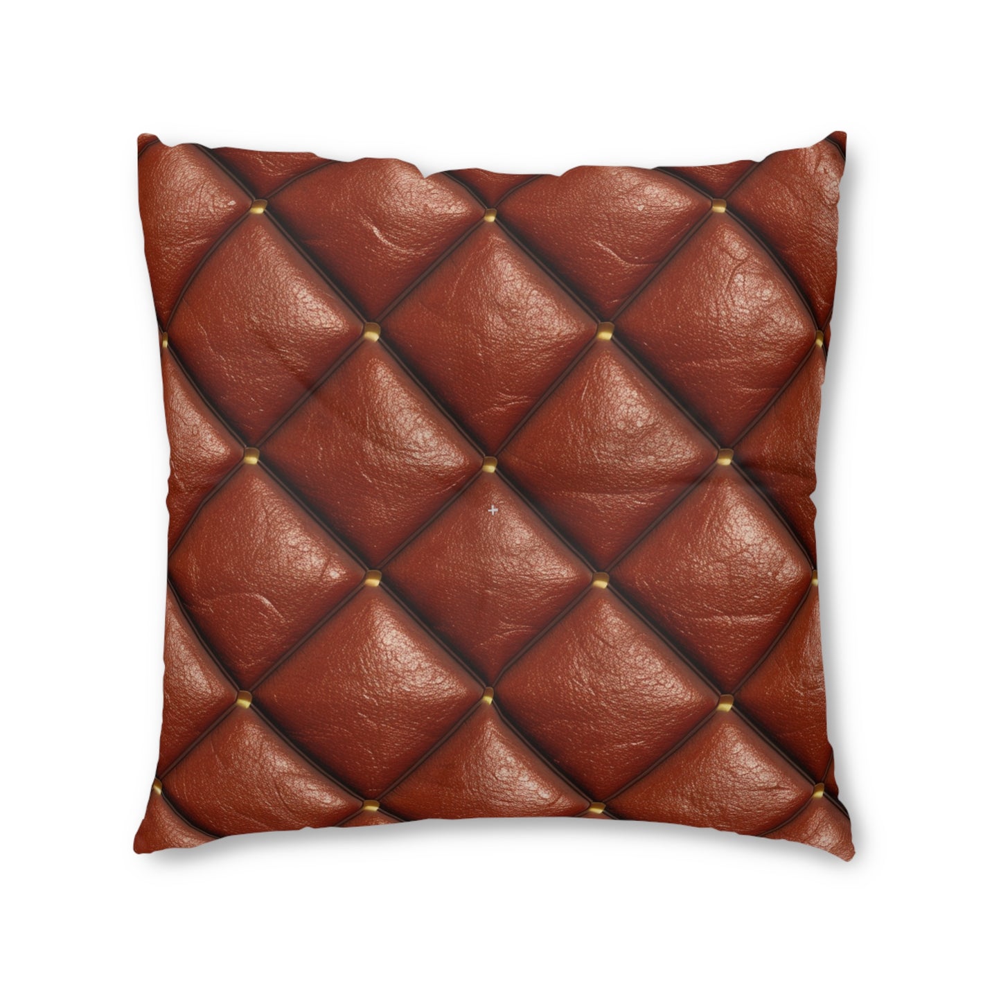 Brown Leather Cognac Pattern Rugged Durable Design Style - Tufted Floor Pillow, Square