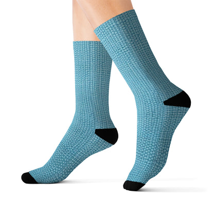 Bright Aqua Teal: Denim-Inspired Refreshing Blue Summer Fabric - Sublimation Socks