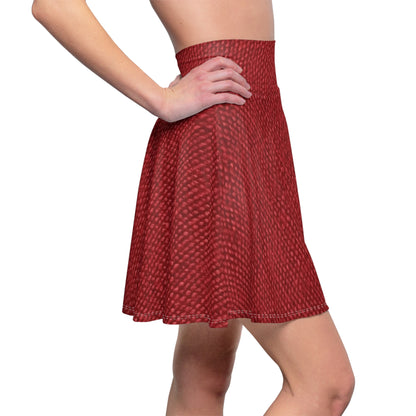 Bold Ruby Red: Denim-Inspired, Passionate Fabric Style - Women's Skater Skirt (AOP)