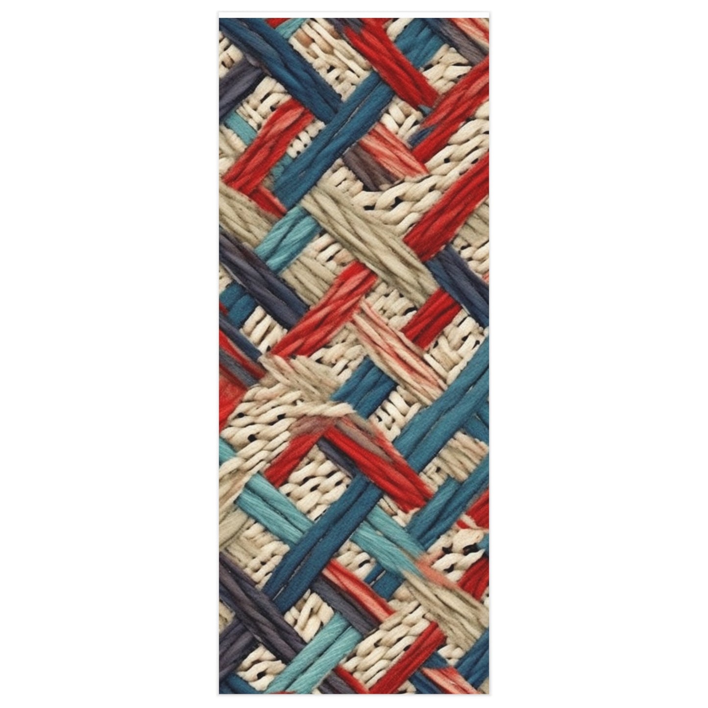 Colorful Yarn Knot: Denim-Inspired Fabric in Red, White, Light Blue - Wrapping Paper