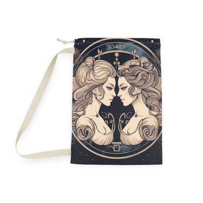 Duality of Gemini - Expressive Twins Zodiac Astrology - Laundry Bag