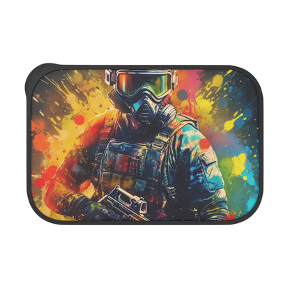 Paintball Game Sport: Professional Action Shot Target Player - PLA Bento Box with Band and Utensils