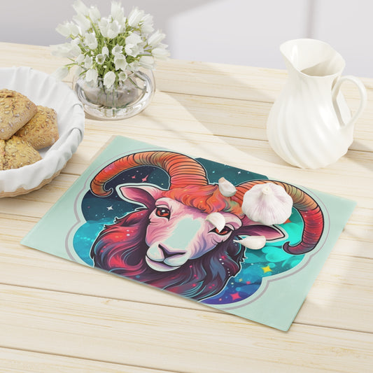 Aries Zodiac Sign - Vivid & Bright Color Cosmic Astrology Symbol - Cutting Board