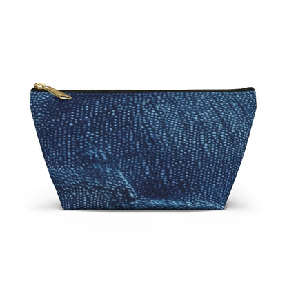 Dark Blue: Distressed Denim-Inspired Fabric Design - Accessory Pouch w T-bottom