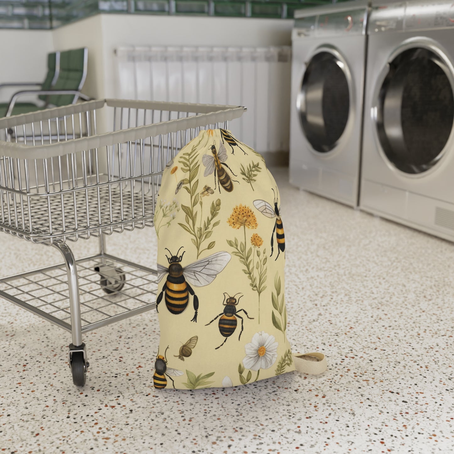 Whimsical Bees & Honeycombs Nature-Friendly Pattern Design Laundry Bag