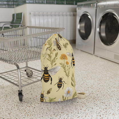 Whimsical Bees & Honeycombs Nature-Friendly Pattern Design Laundry Bag