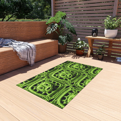 Halloween Green Alien Crochet Galactic Space Zombie Style - Outdoor Rug