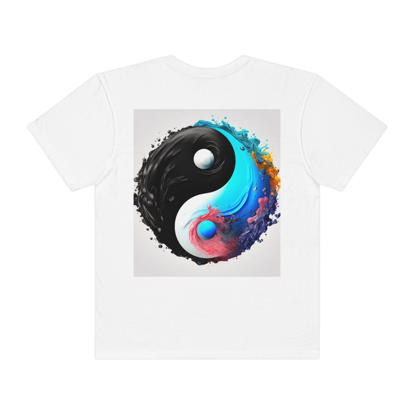 Yin Yang Symbol, Colorful Paint Style - Artistic Decor - Unisex Garment-Dyed T-shirt