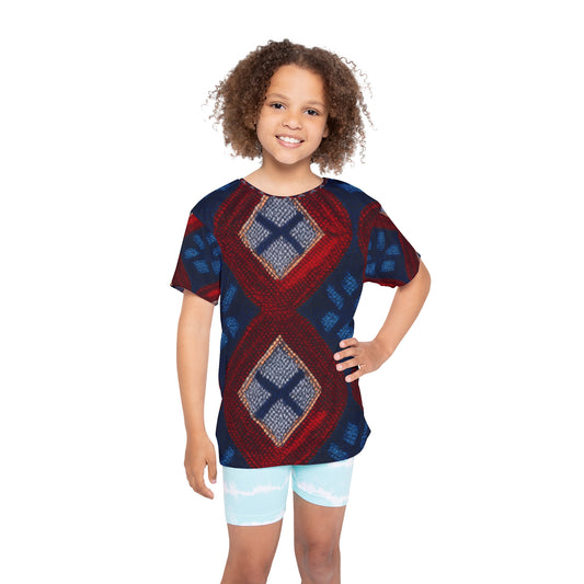 Moquette Majesty: Red & Blue Woolen Wonders - Kids Sports Jersey (AOP)