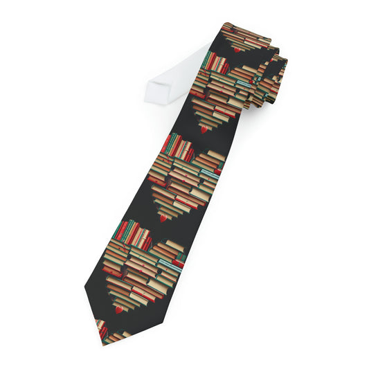 Valentines Day Book Love: Heart-Shaped Stack of Romantic Novels - Necktie