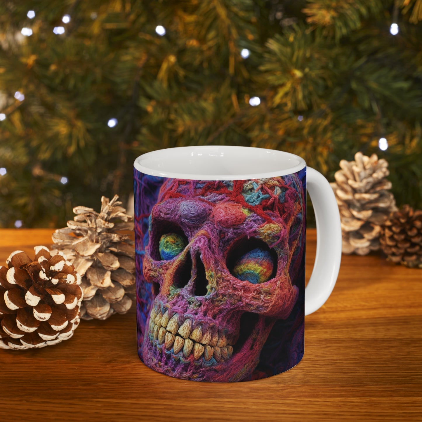 Crochet Skeleton Skull Halloween -Ceramic Mug 11oz