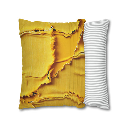 Banana Yellow Lemon: Bold Distressed, Denim-Inspired Fabric - Spun Polyester Square Pillow Case