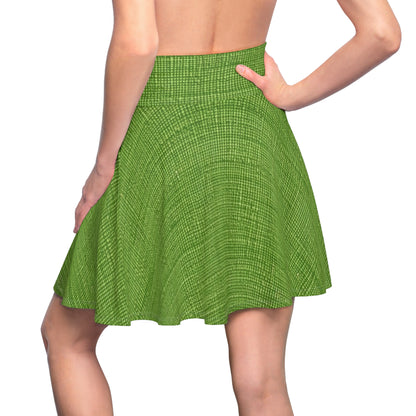 Olive Green Denim-Style: Seamless, Textured Fabric - Women's Skater Skirt (AOP)