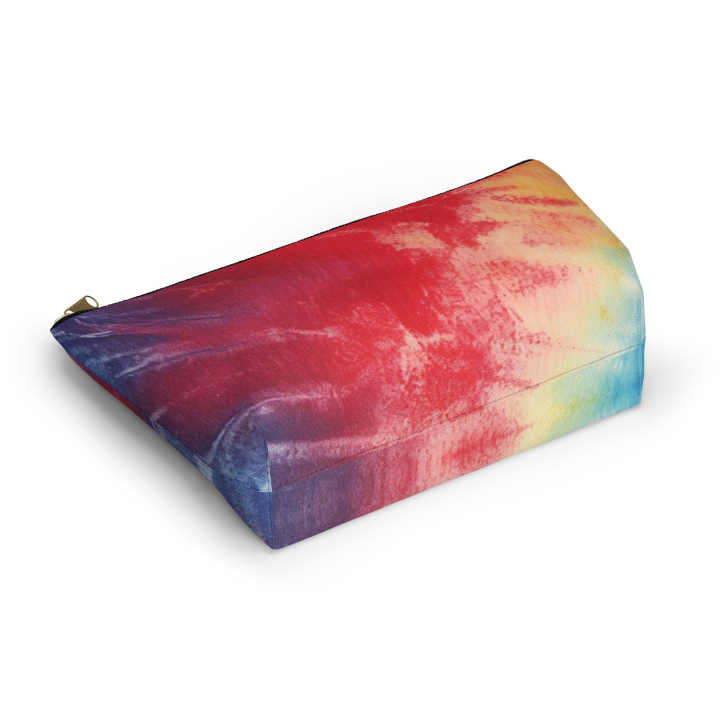 Rainbow Tie-Dye Denim: Vibrant Multi-Color, Fabric Design Spectacle - Accessory Pouch w T-bottom