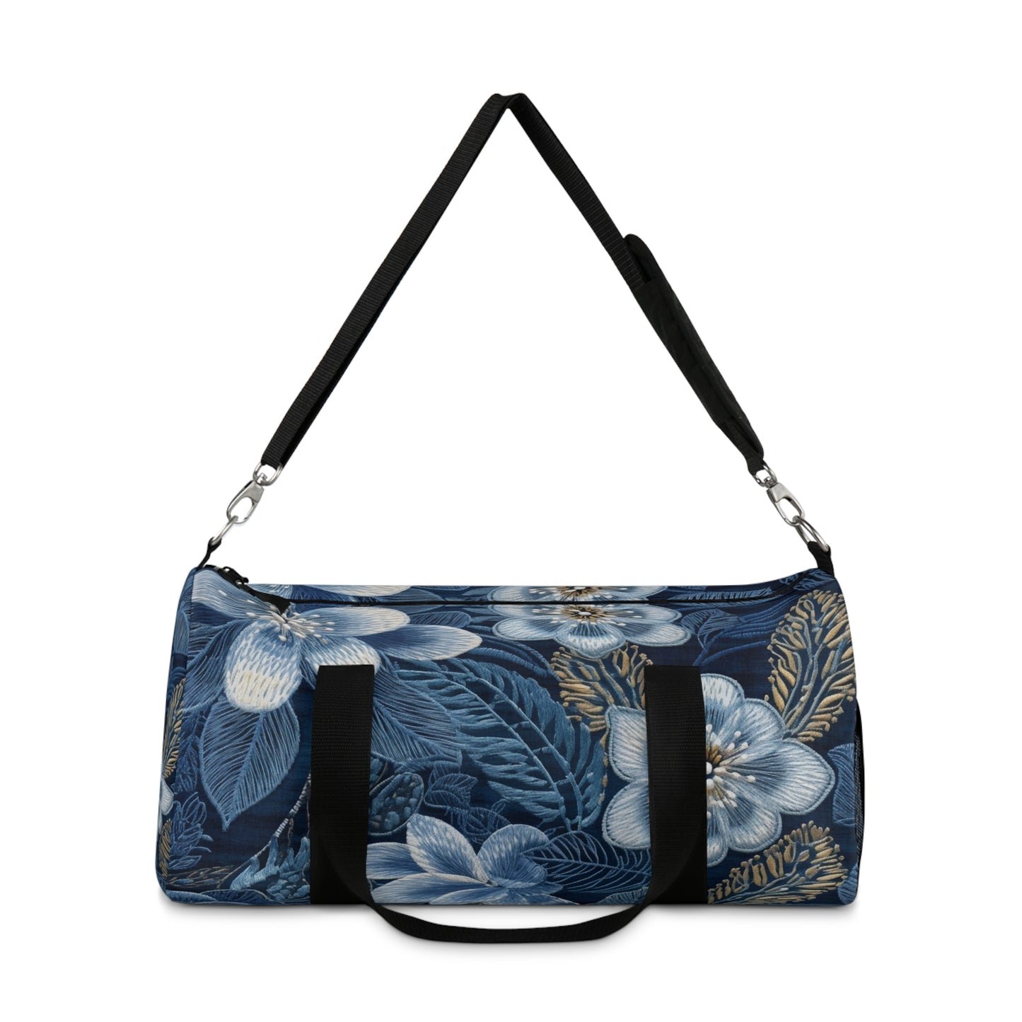 Flower Blossom Embroidery Floral on Denim Style - Duffel Bag