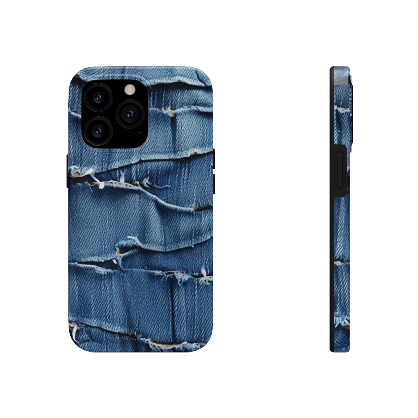 Midnight Blue Distressed Denim: Rugged, Torn & Stylish Design - Tough Phone Cases