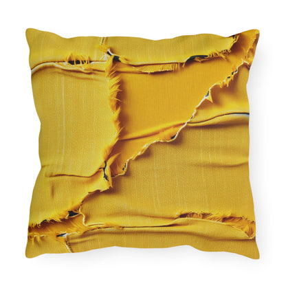 Banana Yellow Lemon: Bold Distressed, Denim-Inspired Fabric - Outdoor Pillows