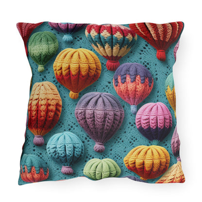 Crochet Hot Air Balloons Sky Travel Transport Scenic Style - Outdoor Pillows